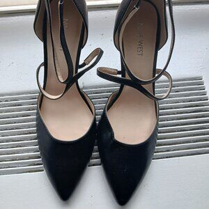 Brand new Strappy black leather heels by Nine West 8.5